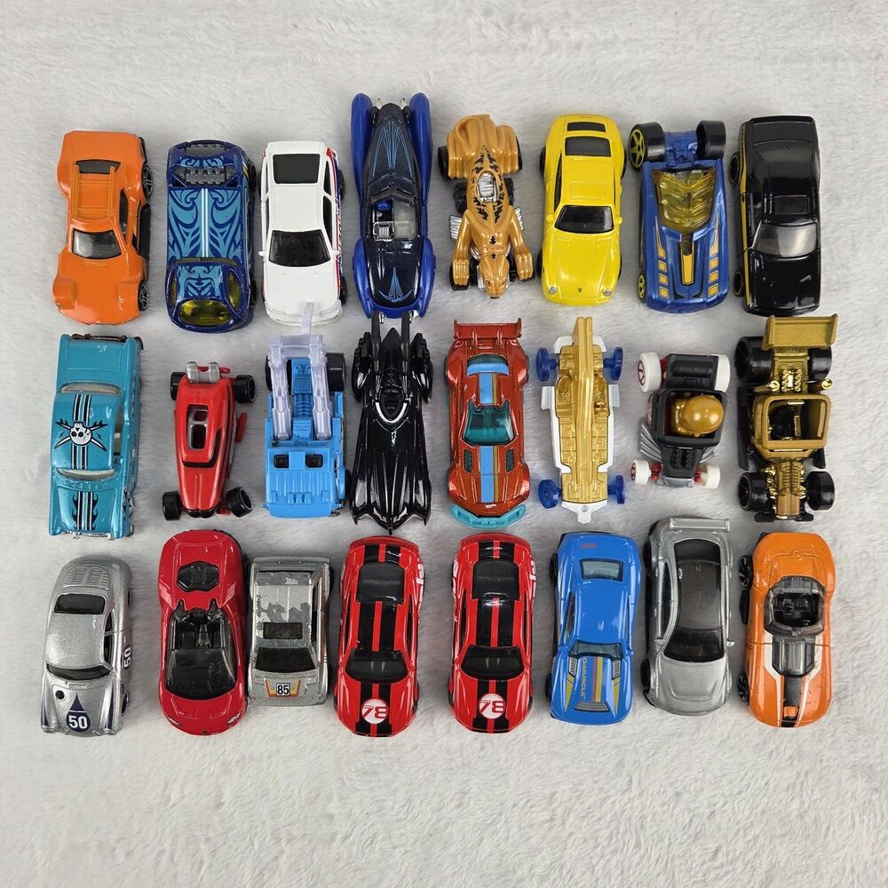 Hot Wheels Die-Cast Cars Lot Of 24 Mixed Models Vehicles Bundle